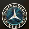 handmade cloisonné enamel hood emblem for mercedes, orchid motif