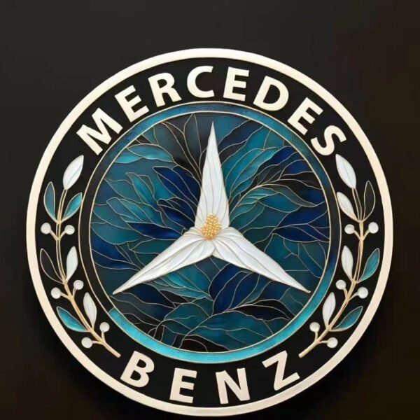 handmade cloisonné enamel hood emblem for mercedes, orchid motif