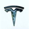 tesla cloisonné emblem with mountain river art
