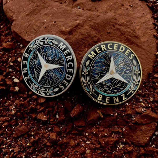 handmade cloisonné enamel hood emblem for mercedes, orchid motif