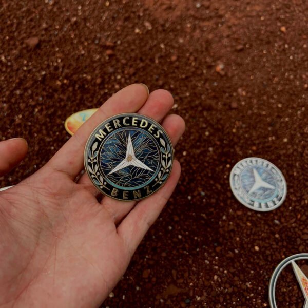 handmade cloisonné enamel hood emblem for mercedes, orchid motif