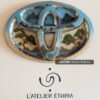 toyota cloisonné emblem with mountain & pine art