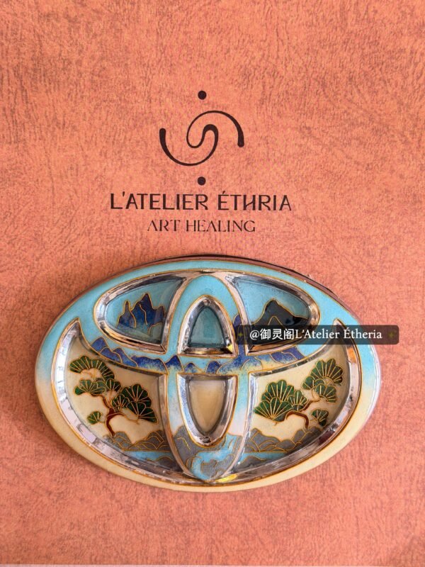 toyota cloisonné emblem with mountain & pine art