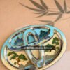toyota cloisonné emblem with mountain & pine art