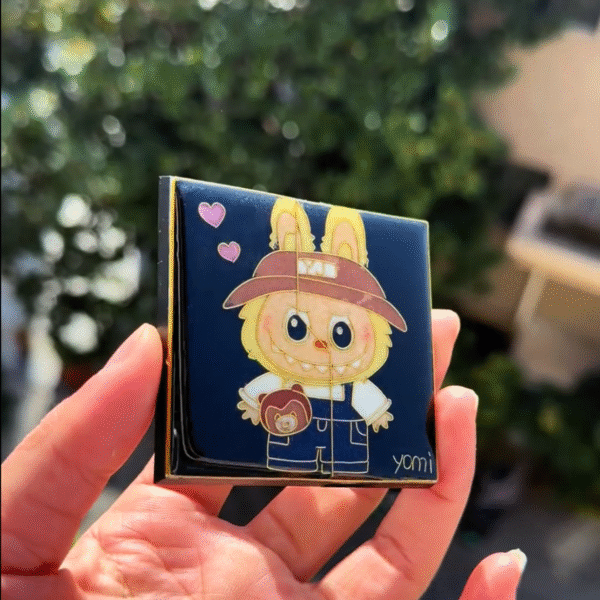 labubu themed cloisonné car emblem